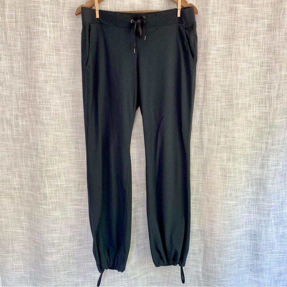 Athleta Gray Ribbed Drawstring Joggers Track Hiki… - image 1